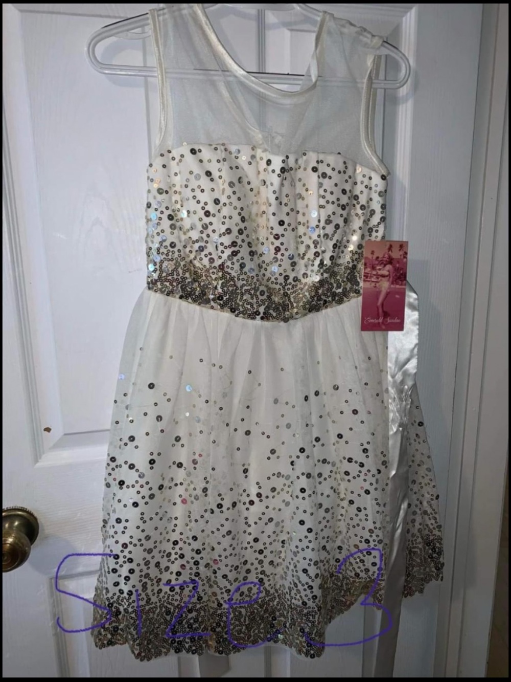 Elegant White and Silver Kids Dress